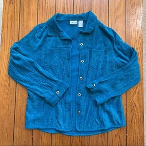 Vibrant Chico’s Silk-Blend Turquoise Jacket Large